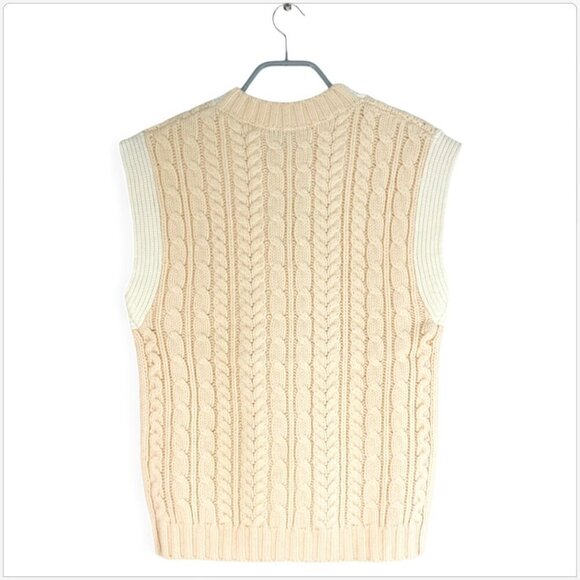 Rebecca Taylor Pearl Ivory White Cable Knit Contrast Vest Sweater Top NWT New S - Picture 6 of 8